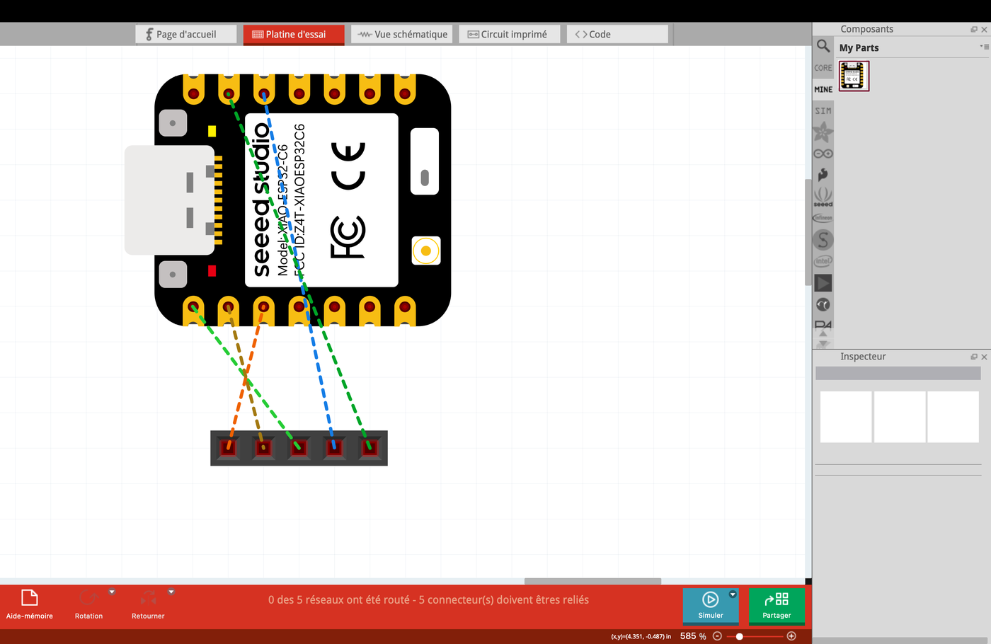 Platine XIAO ESP32-C6 sous Fritzing